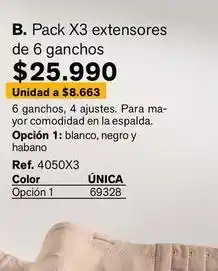 Leonisa Pack x3 extensores de 6 ganchos oferta
