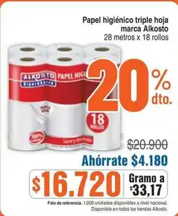 Alkosto Alkosto - papel higiénico triple hoja oferta