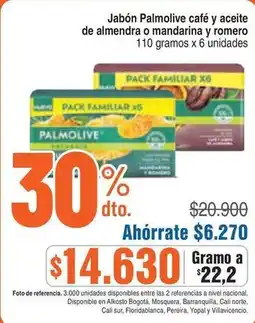 Alkosto Palmolive - jabón café y aceite de almendra o mandarina y romero oferta