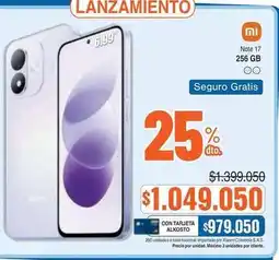 Alkosto Xiaomi - note 17 256 gb oferta