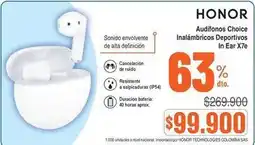 Alkosto Honor - audífonos choice inalámbricos deportivos in ear x7e oferta