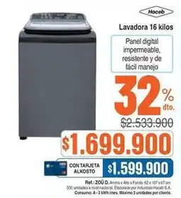 Alkosto Haceb - lavadora 16 kilos oferta