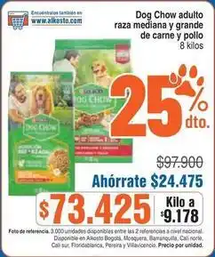 Alkosto Dog chow - dog chow adulto raza mediana y grande de carne y pollo oferta