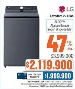 Alkosto Lg - lavadora 22 kilos wt22nbtx6p oferta