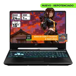 Falabella PORTATIL GAMER TUF RYZEN 7 7445HS 24 GB RAM 1 TB SSD 15 FHD GEFORCE RTX 3050 4 GB NEGRO oferta