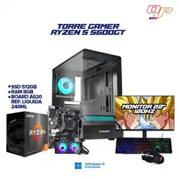 Falabella PC GAMER RYZEN 5 5600GT REF LIQUIDA 240MM- MONITOR 22 FHD 120HZ- RAM 8GB SSD 512GB + PERIFERICOS oferta