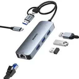 Falabella Adaptador De Red Usb Tipo C Ethernet Rj45 Hub Mac Win Metal oferta