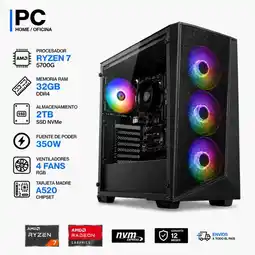 Falabella TORRE GAMER RYZEN 7 5700G - 32GB RAM - SSD 2TB M.2 - FUENTE 350W - 4 FANS RGB oferta