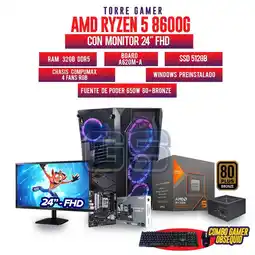 Falabella PC GAMER R5 8600G MONITOR 24 120HZ RAM 32GB DDR5 SSD 512GB M2 BOARD A620M oferta