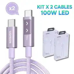 Falabella Kit por 2 Cables 100W Usb-C A Usb-C Carga Rápida Led 1M oferta