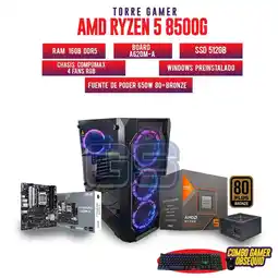 Falabella PC GAMER R5 8500G RAM 16GB DDR5 SSD 512GB M2 BOARD A620M-K + COMBO oferta