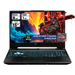 Falabella PORTATIL GAMER TUF RYZEN 7 7445HS 8 GB RAM 1 TB SSD 15 FHD GEFORCE RTX 3050 4 GB NEGRO oferta