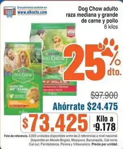 Alkosto Dog Chow adulto raza mediana y grande de carne y pollo oferta