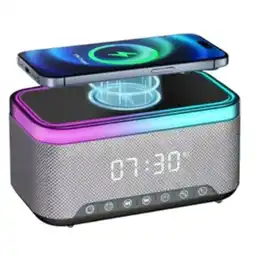 Falabella Parlante Bluetooth OKOP KP‑559 15W Reloj Despertador, Radio FM y Carga Inalámbrica oferta