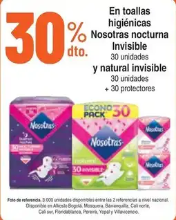 Alkosto Nosotras toallas higiénicas nocturna invisible y natural invisible oferta