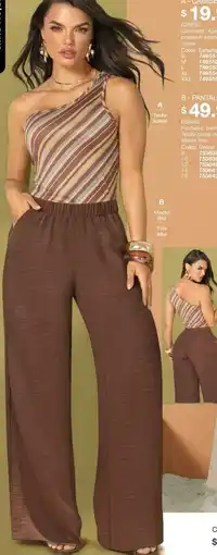 Carmel Suave - one-shoulder striped top and wide-leg pants oferta
