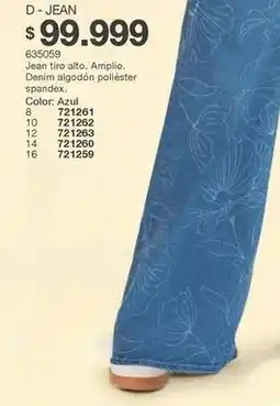 Carmel Jean tiro alto, amplio, denim algodón poliéster spandex oferta