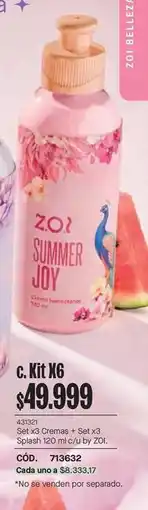 Loguin Summer - kit x6 creams + set x3 splash 120 ml c/u oferta