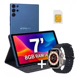 Falabella Tablet 7 Pulgadas NET Z 8GB RAM (4+4) 32Gb Android Sim Card + Reloj + Estuche Folder AZUL oferta