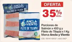 Makro Ancla y Viento porciones de salmón y filete de tilapia oferta