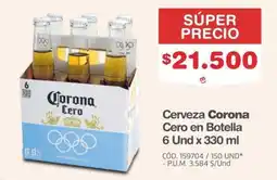 Makro Cerveza Corona Cero en Botella oferta