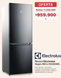 Makro Electrolux Nevera Electrolux Negra 166 Lt Erb163Hb oferta