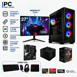 Falabella TORRE GAMER RYZEN 7 5700G - 16GB RAM - SSD 1.5TB M.2 - 4 FANS RGB - MONITOR 27 120Hz- COMBO GAMER oferta