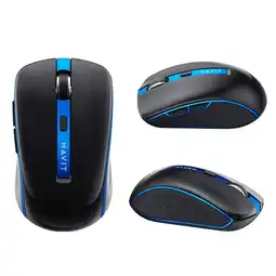 Falabella Mouse Inalambrico Ergonomico, Interfaz Dongle USB Negro + Azul 6 Botones oferta