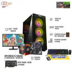Falabella COMPUTADOR GAMER RYZEN 5 5500+ RTX 3050- RAM 16GB- 1.5TB + MONITOR 24 FHD 120HZ oferta