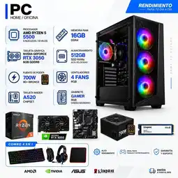 Falabella TORRE GAMER RYZEN 5 5500 - 16GB RAM - SSD 512GB M.2 - 4 FANS RGB - RTX 3050 6GB- COMBO GAMER oferta