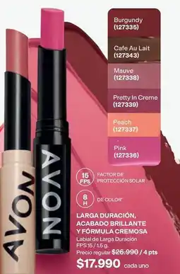 Avon Avon - labial de larga duración, acabado brillante y fórmula cremosa oferta