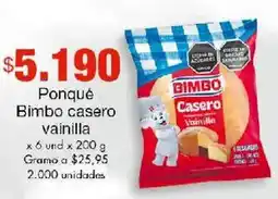 Metro Bimbo ponqué casero vainilla oferta