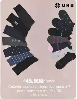 Metro Urb calcetin casual o deportivo pack x 7 para hombre o mujer oferta