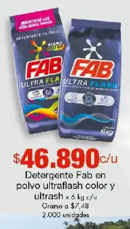 Fab detergente en polvo ultraflash color y ultrash