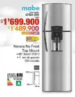 Metro Mabe nevera no frost top mount oferta