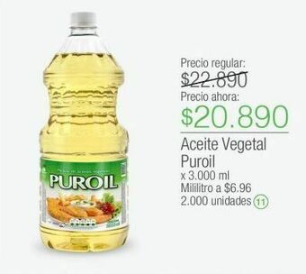 Jumbo Aceite vegetal puroil x 3.000 ml oferta