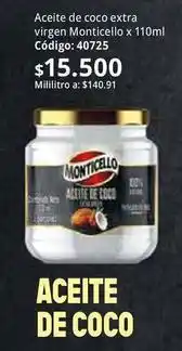 Nova Venta Monticello - aceite de coco extra virgen x 110ml código: 40725 oferta