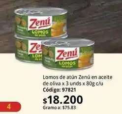 Nova Venta Zenú - lomos de atún en aceite de oliva x 3 unds x 80g c/u código: 97821 oferta