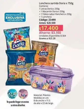 Doria - lonchera surtida x 750g código: 23490