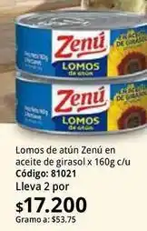 Nova Venta Zenú - lomos de atún x 160g c/u código: 81021 oferta