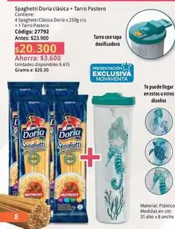 Nova Venta Doria - spaghetti clásica + tarro pastero oferta