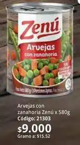Nova Venta Zenú - arvejas con zanahoria 21303 oferta