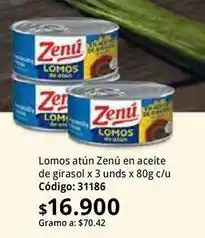 Nova Venta Zenú - lomos atún en aceite de girasol x 3 unds x 80g c/u código: 31186 oferta