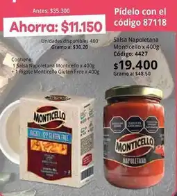 Nova Venta Monticello - salsa napoletana x 400g código: 4427 oferta