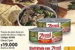 Nova Venta Zenú - trozo de atún en aceite de oliva x 140g c/u código: 83360 oferta