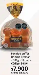 Nova Venta Perman - pan tipo buffet brioche buffet x 380g x 12 unds código: 50194 oferta