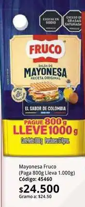 Nova Venta Fruco - mayonesa (paga 800g lleva 1.000g) código: 45460 oferta