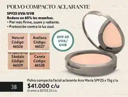 Nova Venta Ana maría - polvo compacto aclarante spf25 uva/uvb oferta
