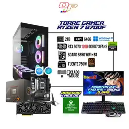 Falabella PC GAMER RYZEN 7 8700F / RTX 5070 12GB / 64GB / 2TB SSD / B650 WIFI + BT / 750W 80+ / 24 200HZ oferta