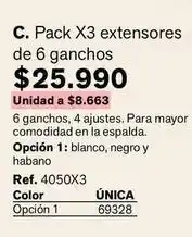 Leonisa Pack x3 extensores de 6 ganchos oferta